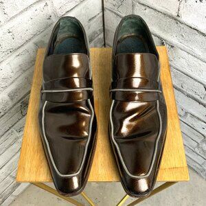 Dolce & Gabbana Shiny Dark Brown Patent Leather Penny Loafers